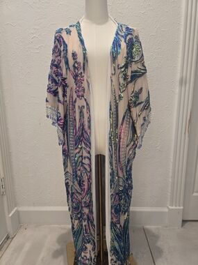 Handmade Iridescent Sequin Beaded Festival Kimono Robe